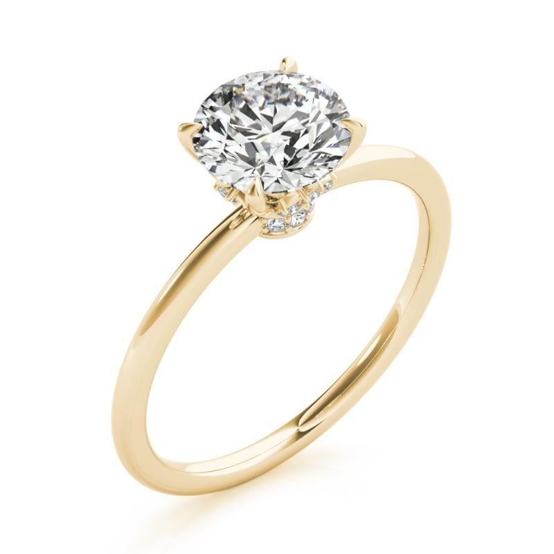 Donna GIA 1,83ct Solitario rotondo con doppio alone nascosto in oro giallo 18 carati in vendita