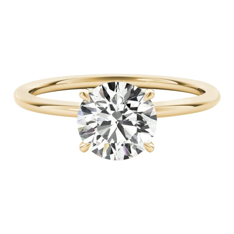GIA 1,83ct Solitario rotondo con doppio alone nascosto in oro giallo 18 carati