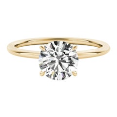 GIA 1,83ct Solitario rotondo con doppio alone nascosto in oro giallo 18 carati