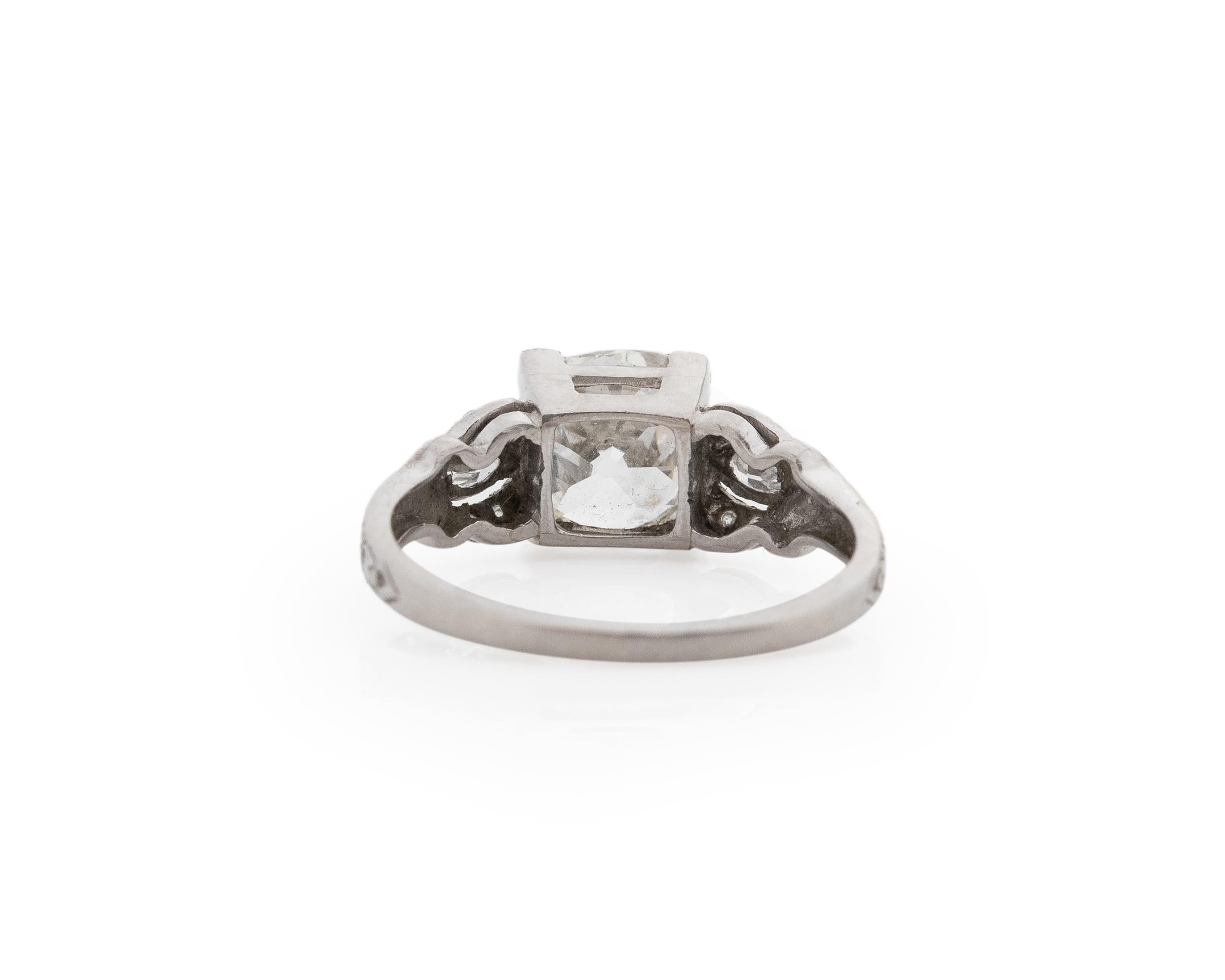 GIA 1,84 Karat Art Deco Platin Diamant-Verlobungsring VEG#2277 (Alteuropäischer Brillantschliff) im Angebot
