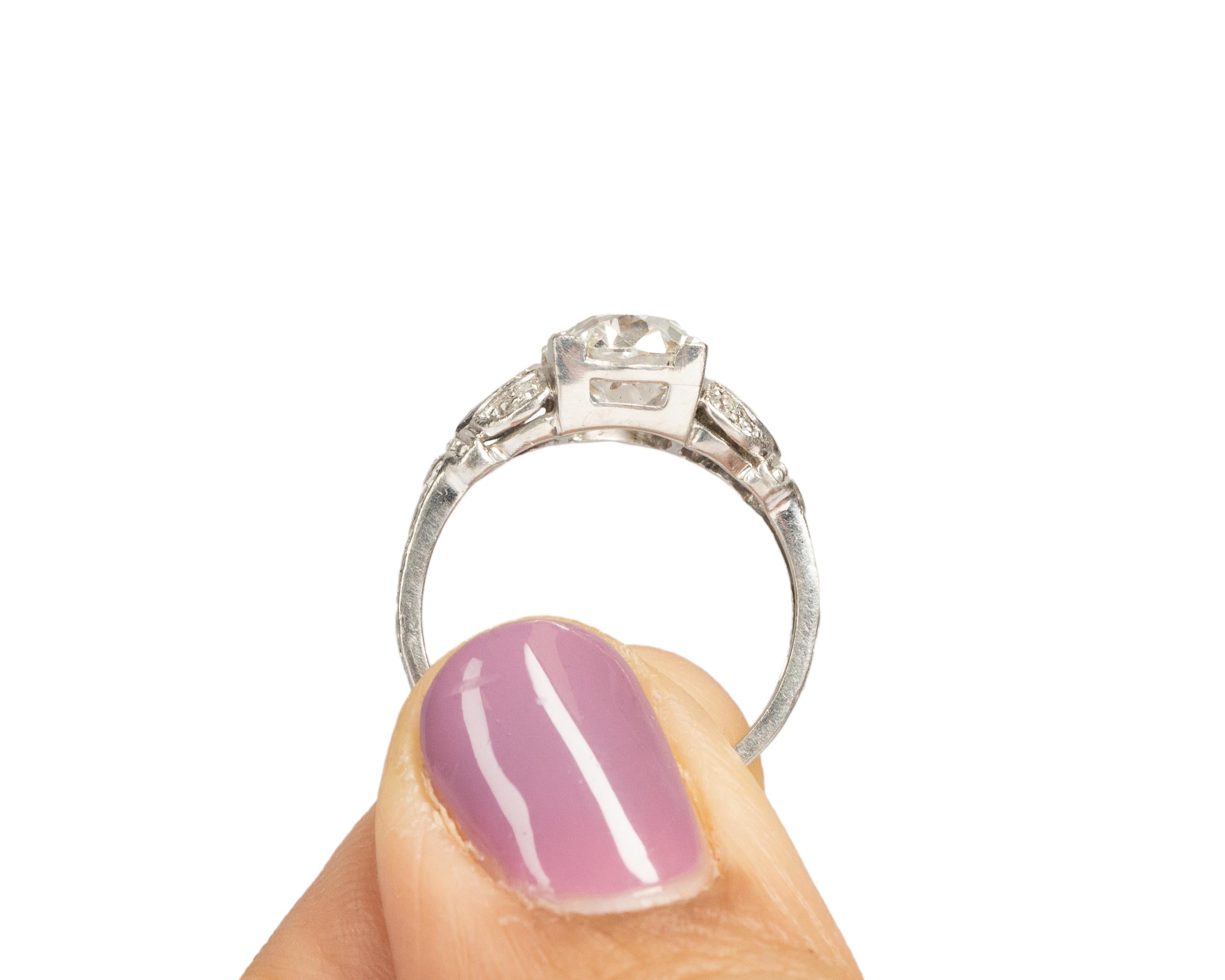 GIA 1.84 Carat Art Deco Platinum Diamond Engagement Ring VEG#2277 For Sale 3
