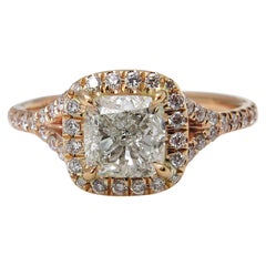 GIA 1.84 Carat Cushion Diamond Engagement Wedding Rose Gold Halo Ring