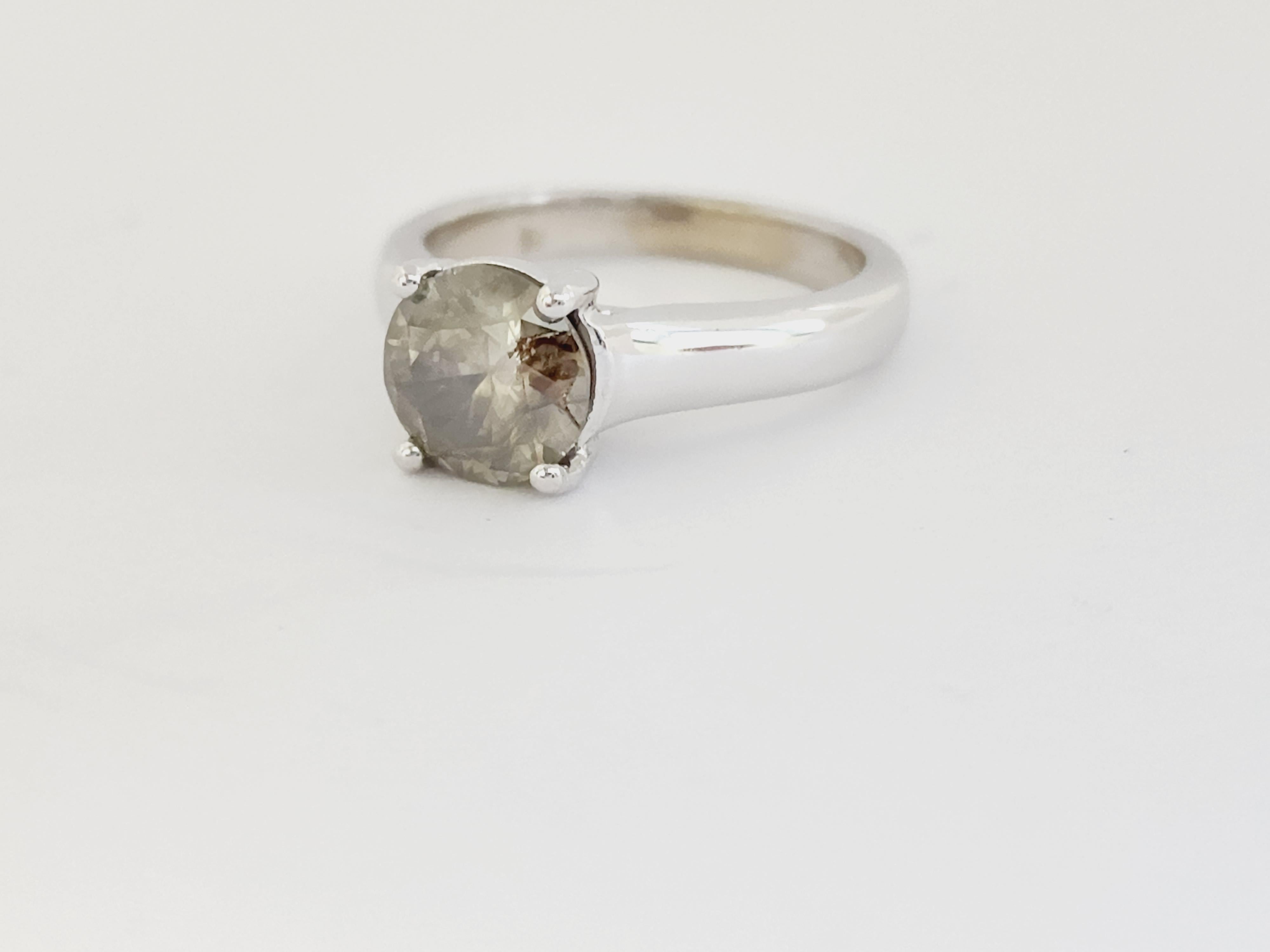 GIA 1.84 Carat Fancy Dark Brown Round Diamond Ring 14 Karat White Gold In New Condition For Sale In Great Neck, NY