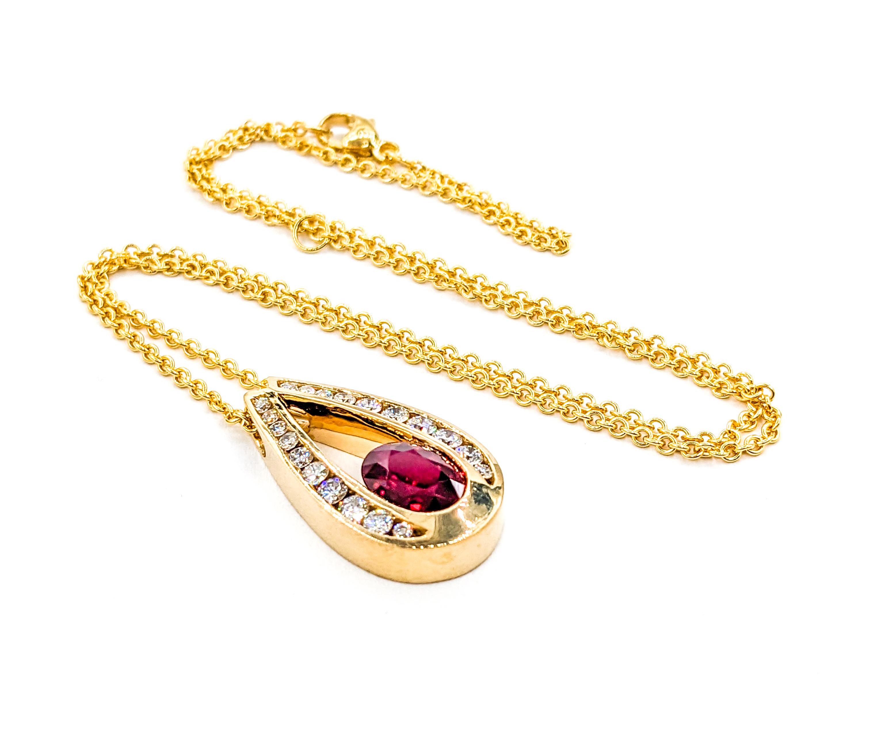 Oval Cut GIA 1.84ct Pigeons Blood Natural Burmese Ruby & Diamond Pendant With Chain For Sale