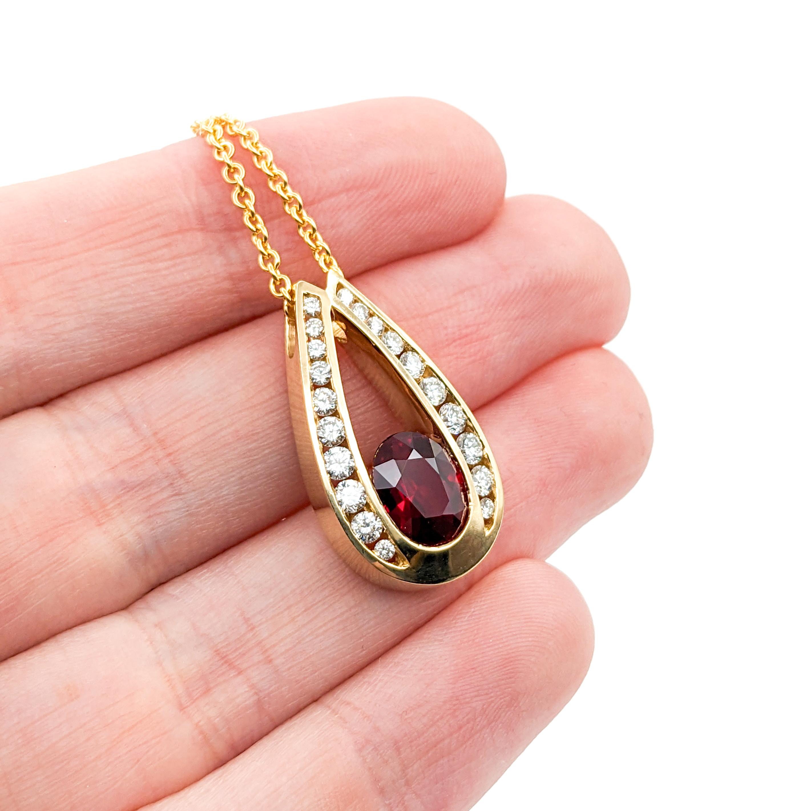 Women's GIA 1.84ct Pigeons Blood Natural Burmese Ruby & Diamond Pendant With Chain For Sale