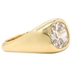 GIA 1.86 Carat Cushion Cut Diamond 18 Karat Gold Gypsy Ring