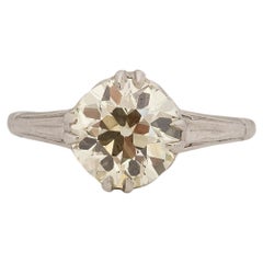 GIA 1.86 Carat Total Weight Art Deco Diamond Platinum Engagement Ring