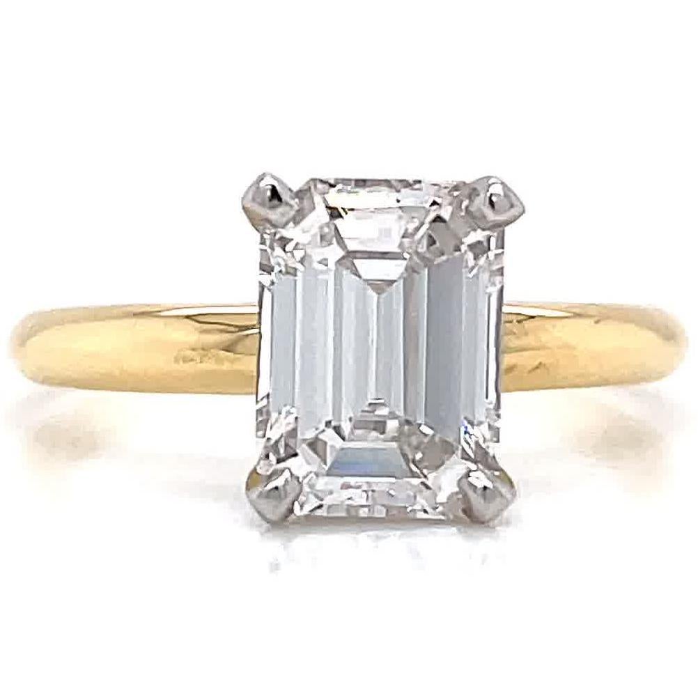 GIA 1,87 Karat Smaragdschliff Diamant 18 Karat Gold Solitär Verlobungsring Damen