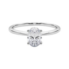 GIA 1,88ct Oval Slim Band Prong Set Solitaire in oro bianco 18K Diamond Ring
