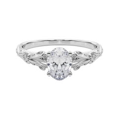 GIA 1.88ct Oval Vintage 3-Stone Heart & Vine  Diamond Ring