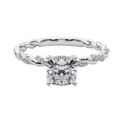 GIA 1,8ct Cushion Micro Pave Twisted Braid Band Anello con diamanti in oro bianco 18K
