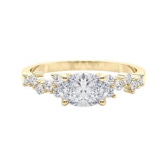 GIA 1.8ct Oval East West Trellis Side Stone 18K Yellow Gold Diamond Ring