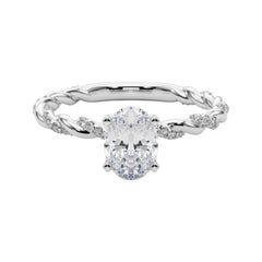 GIA 1.8ct Micro Pave ovale con fascia a treccia intrecciata  Anello con diamante