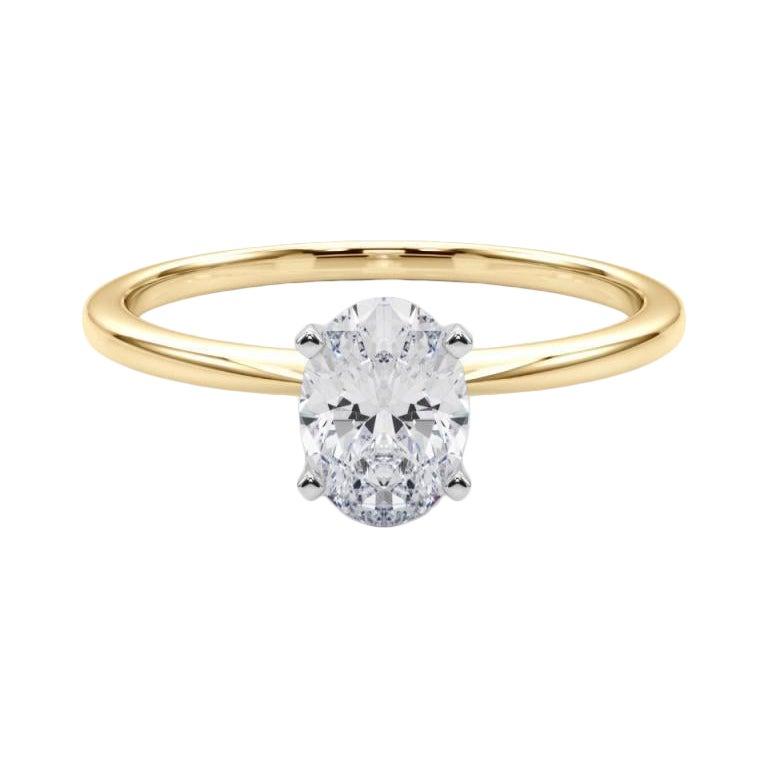 GIA 1,8ct Anello ovale sottile con solitario incastonato in oro giallo 18 carati