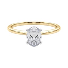 GIA 1,8ct Anello ovale sottile con solitario incastonato in oro giallo 18 carati