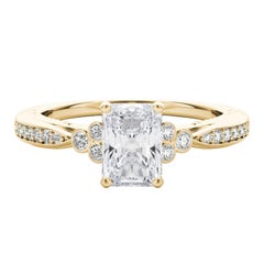 GIA 1.8ct Radiant Bezel Antique Ribbon Prong Bridge Yellow Gold Diamond Ring