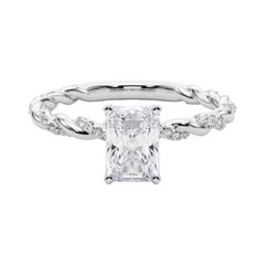 GIA 1,8ct Radiant Micro Pave Twisted Braid Band in oro bianco 18K Diamond Ring