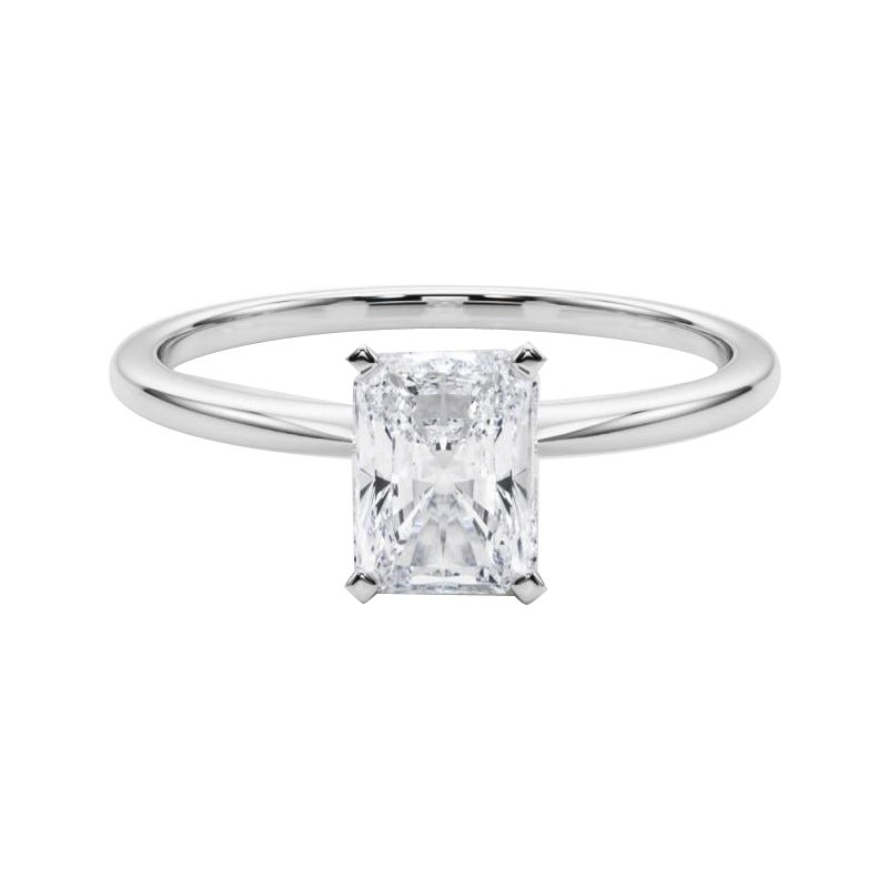 GIA 1.8ct Radiante Slim Band Prong Set Solitaire  Anillo de diamantes
