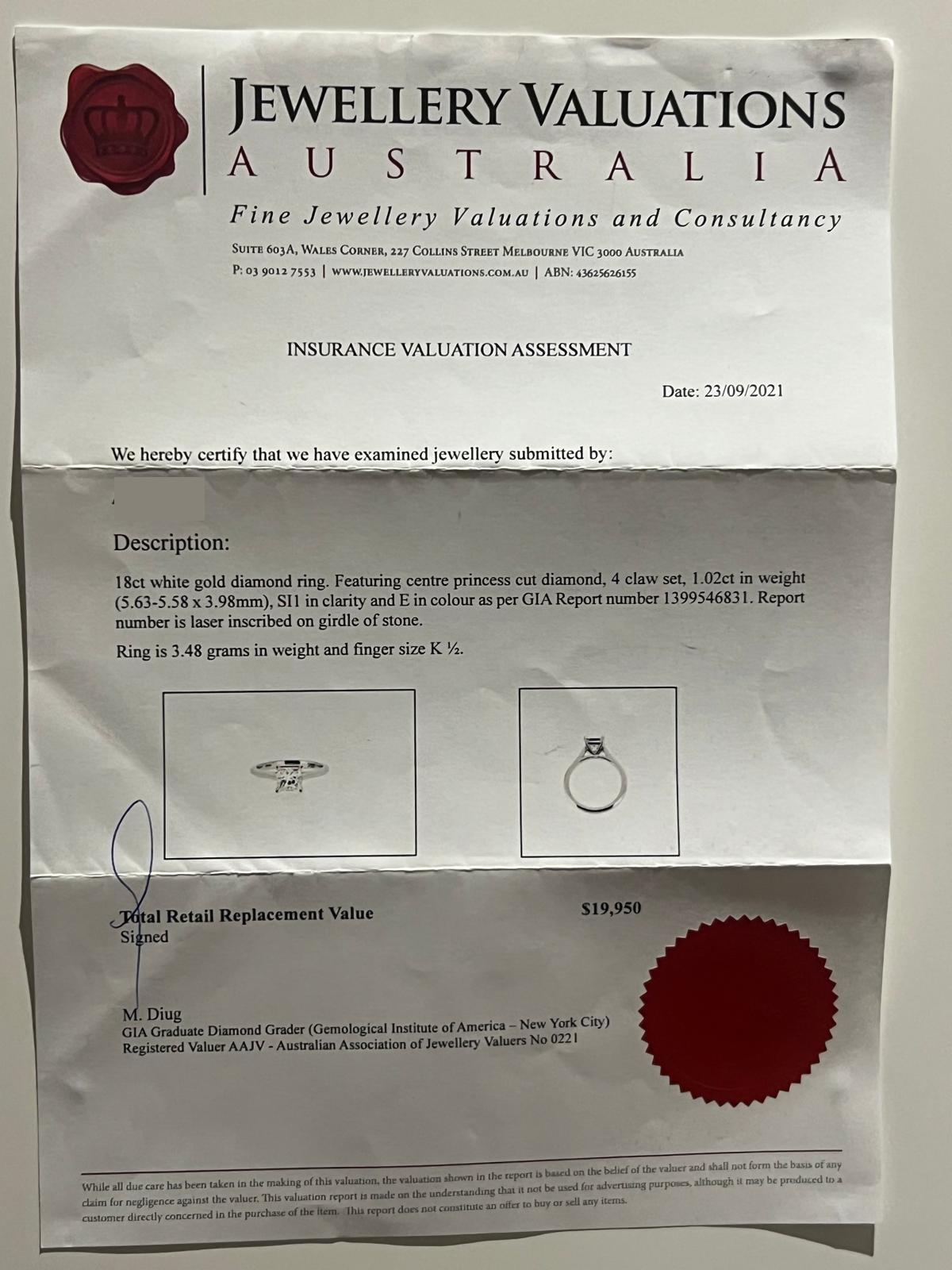 De las mujeres GIA Anillo de compromiso de diamantes en oro blanco de 18 ct 1,02 ct en venta