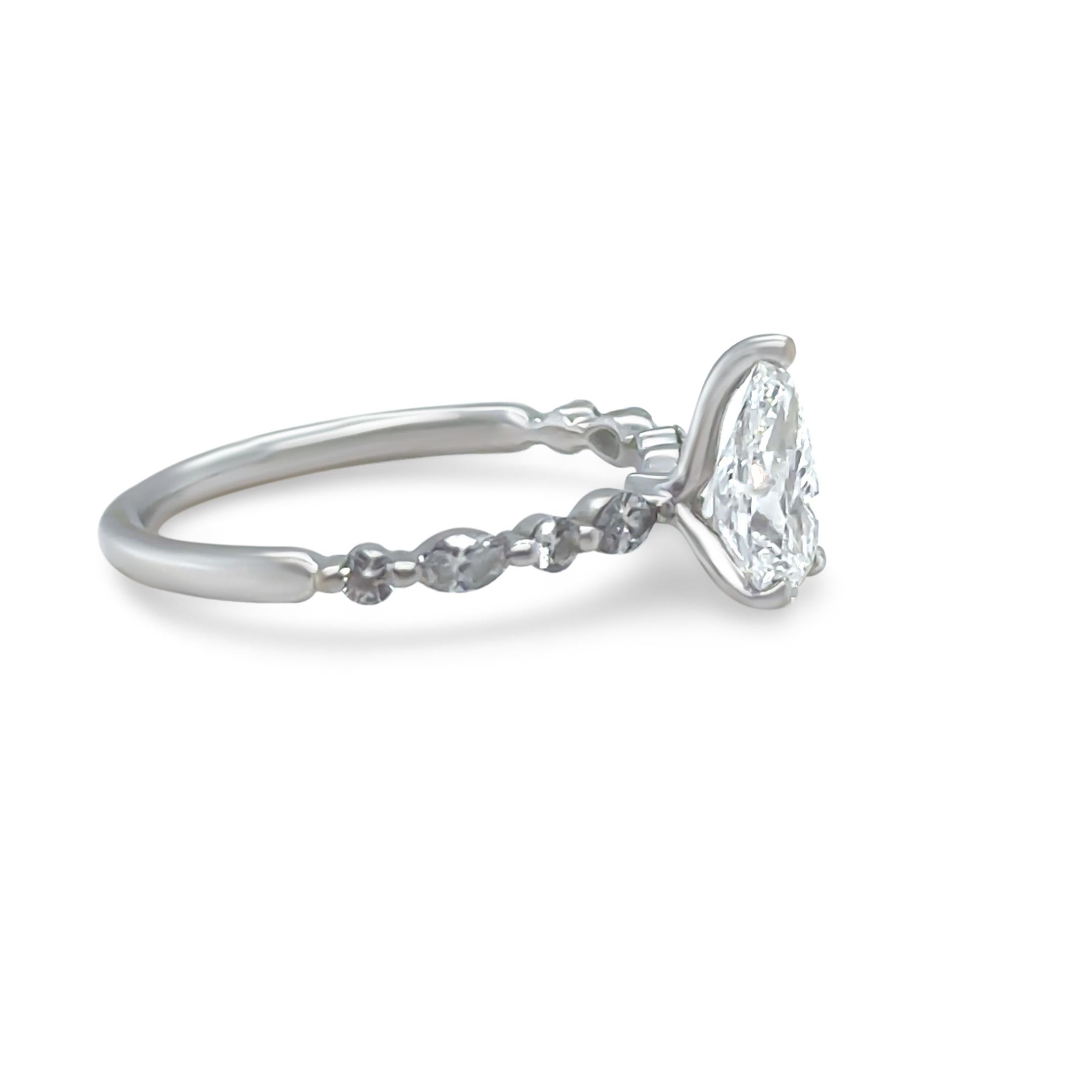 Pear Cut GIA 18ct White Gold Diamond Engagement Ring 1.28ct For Sale