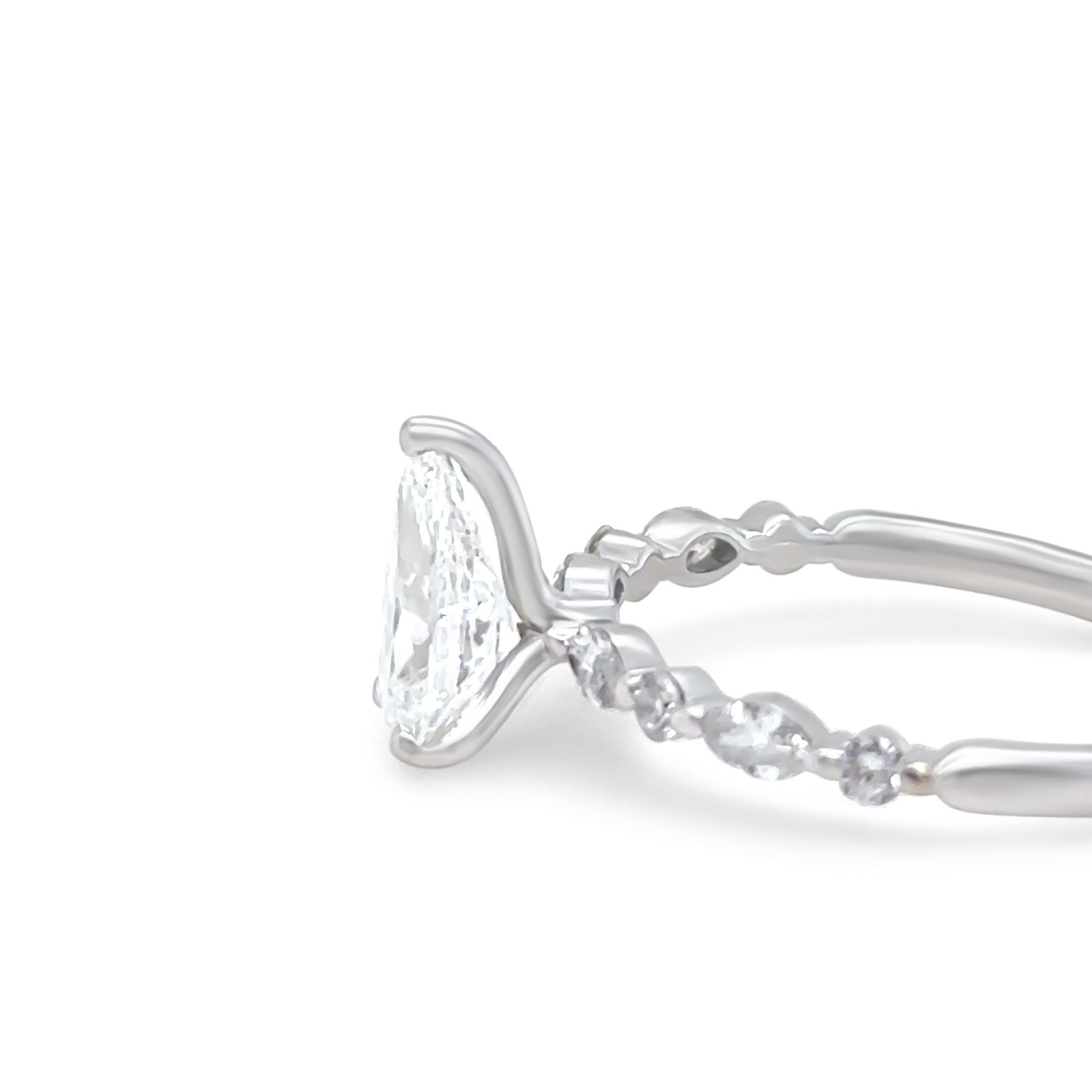 Women's GIA 18ct White Gold Diamond Engagement Ring 1.28ct For Sale