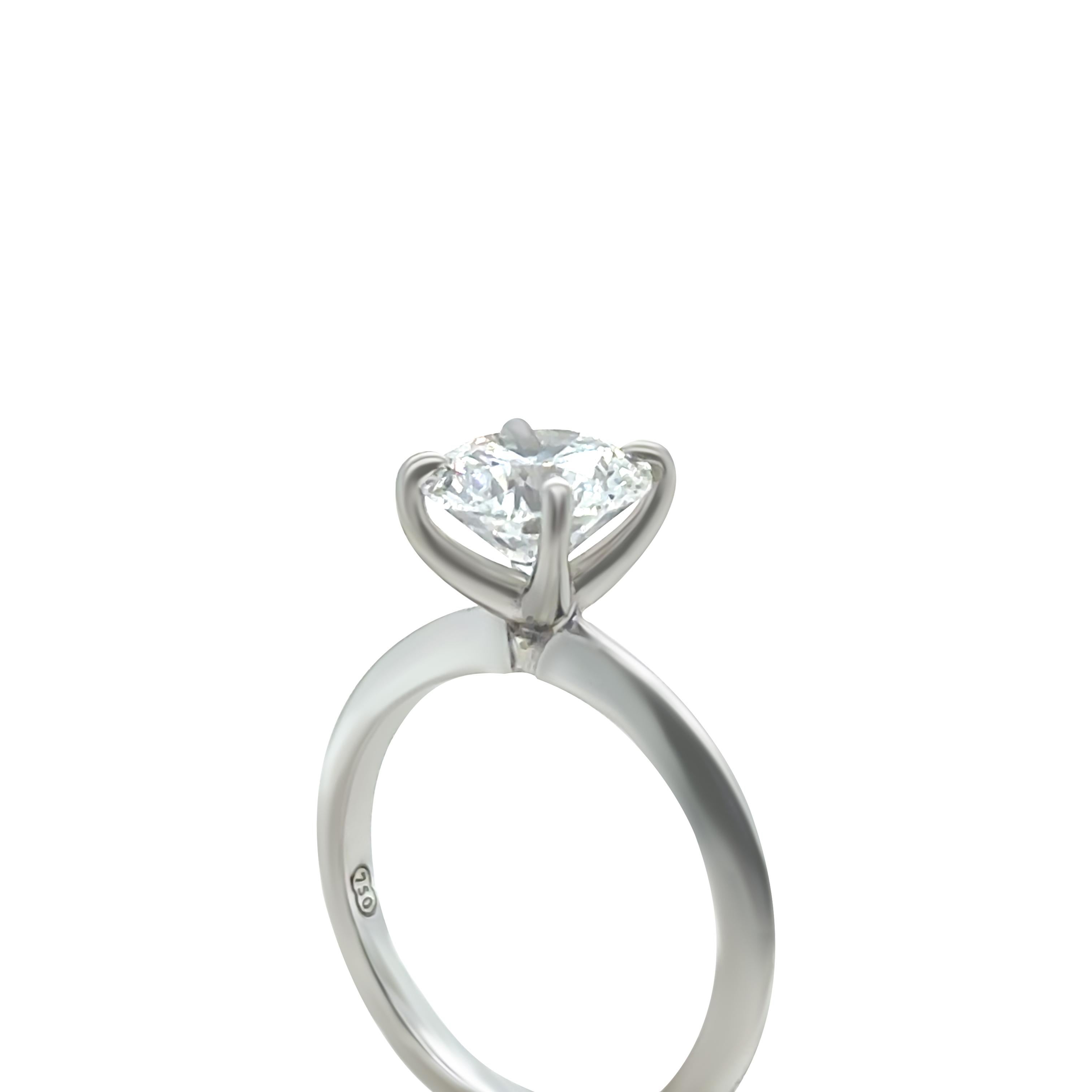 GIA 18ct White Gold Diamond Engagement Ring 1.51ct 2.81g In Excellent Condition For Sale In SYDNEY, NSW