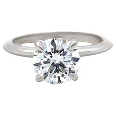 GIA Bague de fiançailles en or blanc 18ct diamant 1.51ct 2.81g
