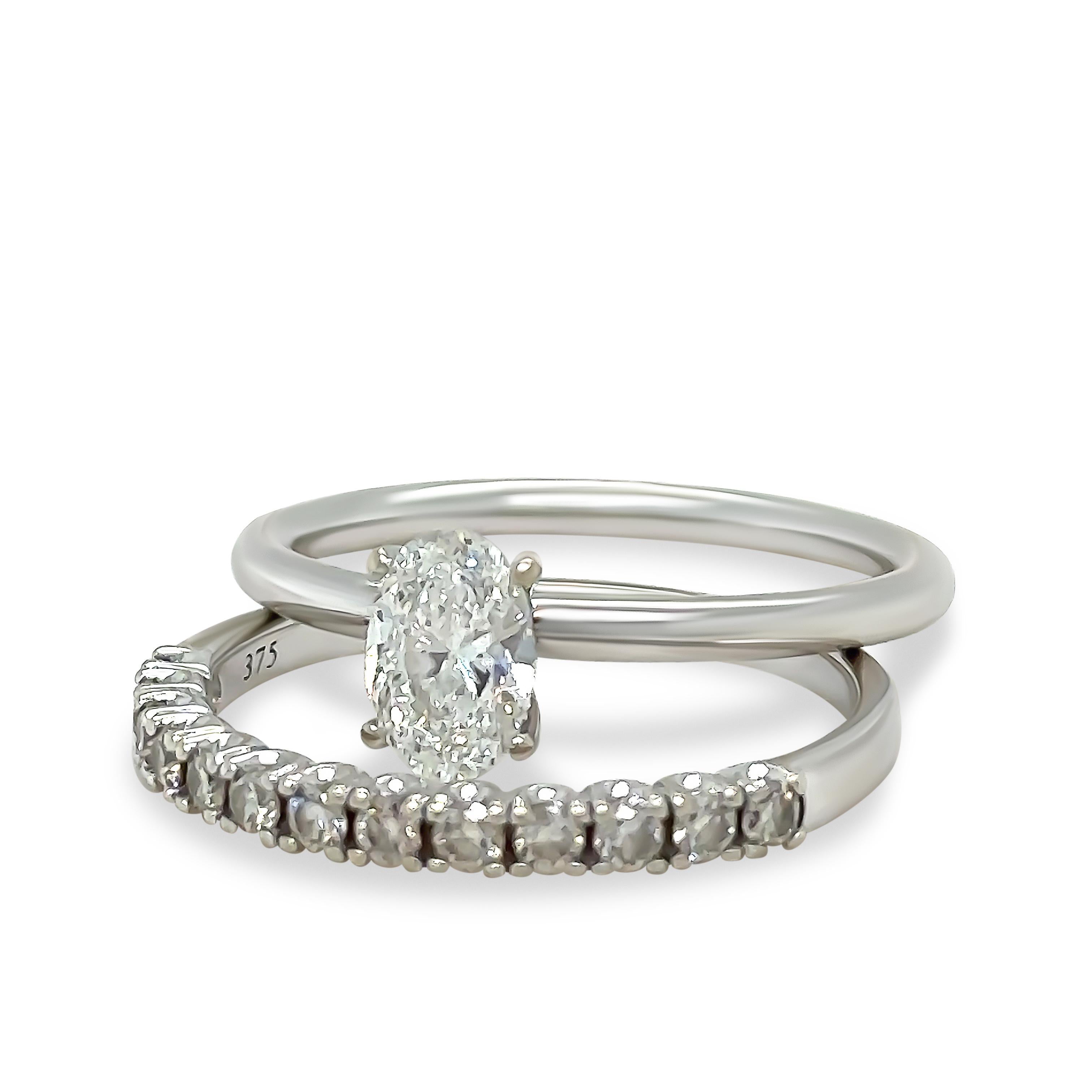 Women's GIA 18ct White Gold Diamond Engagement Ring Set 1.04ct For Sale