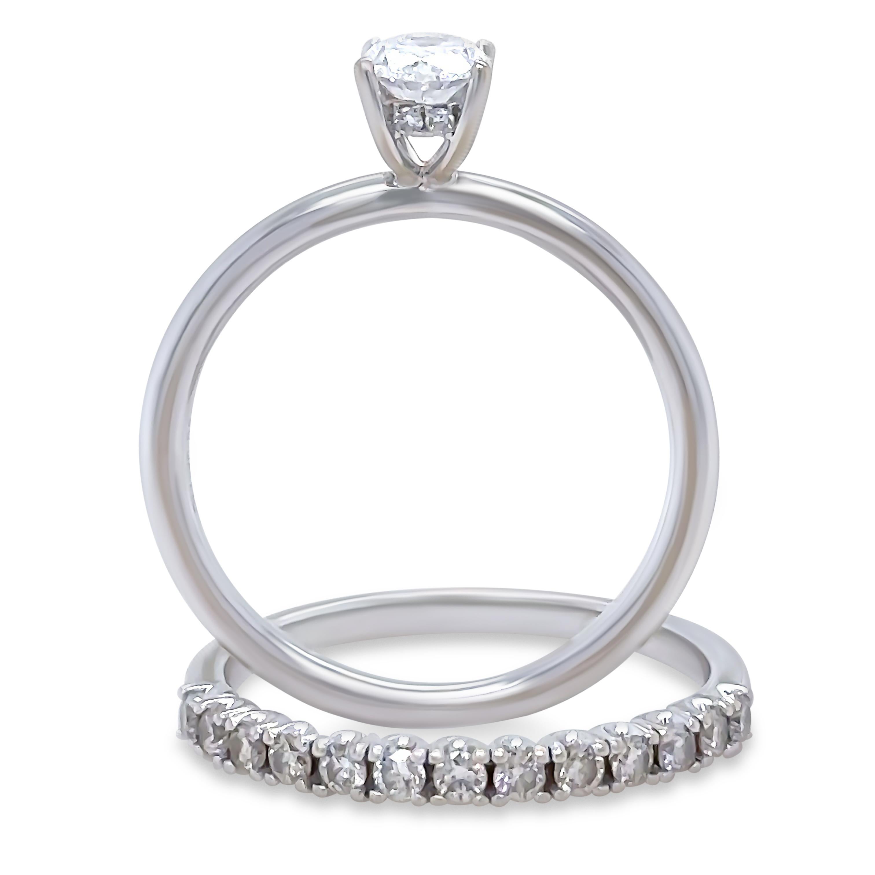 GIA 18ct White Gold Diamond Engagement Ring Set 1.04ct For Sale 1