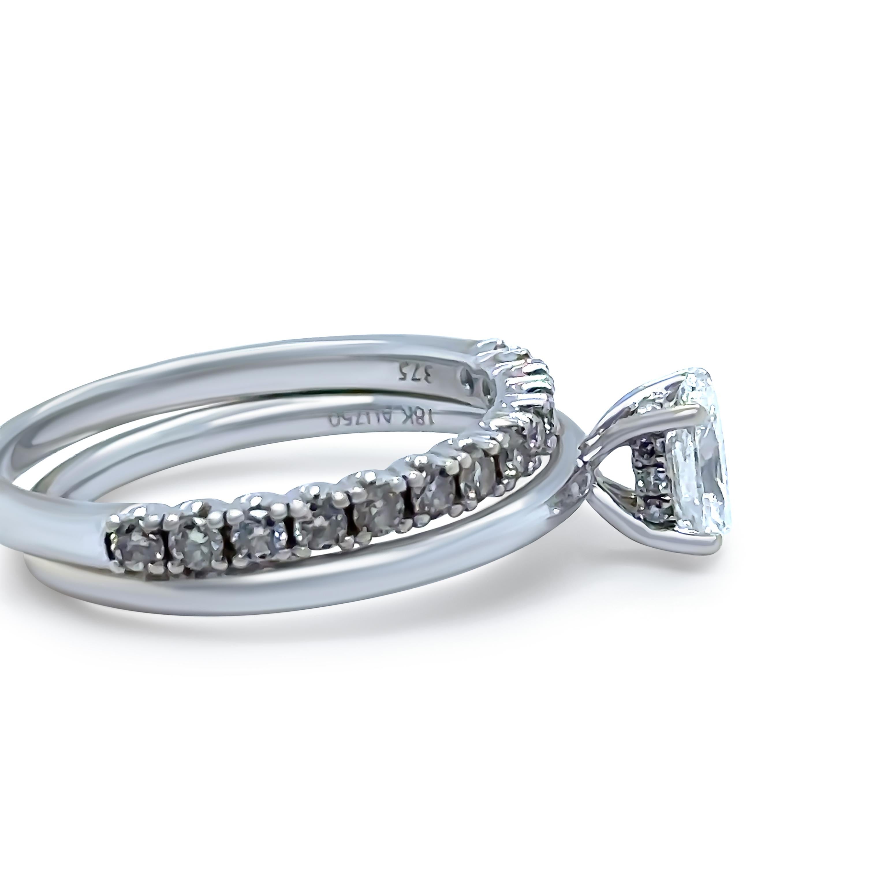GIA 18ct White Gold Diamond Engagement Ring Set 1.04ct For Sale 2