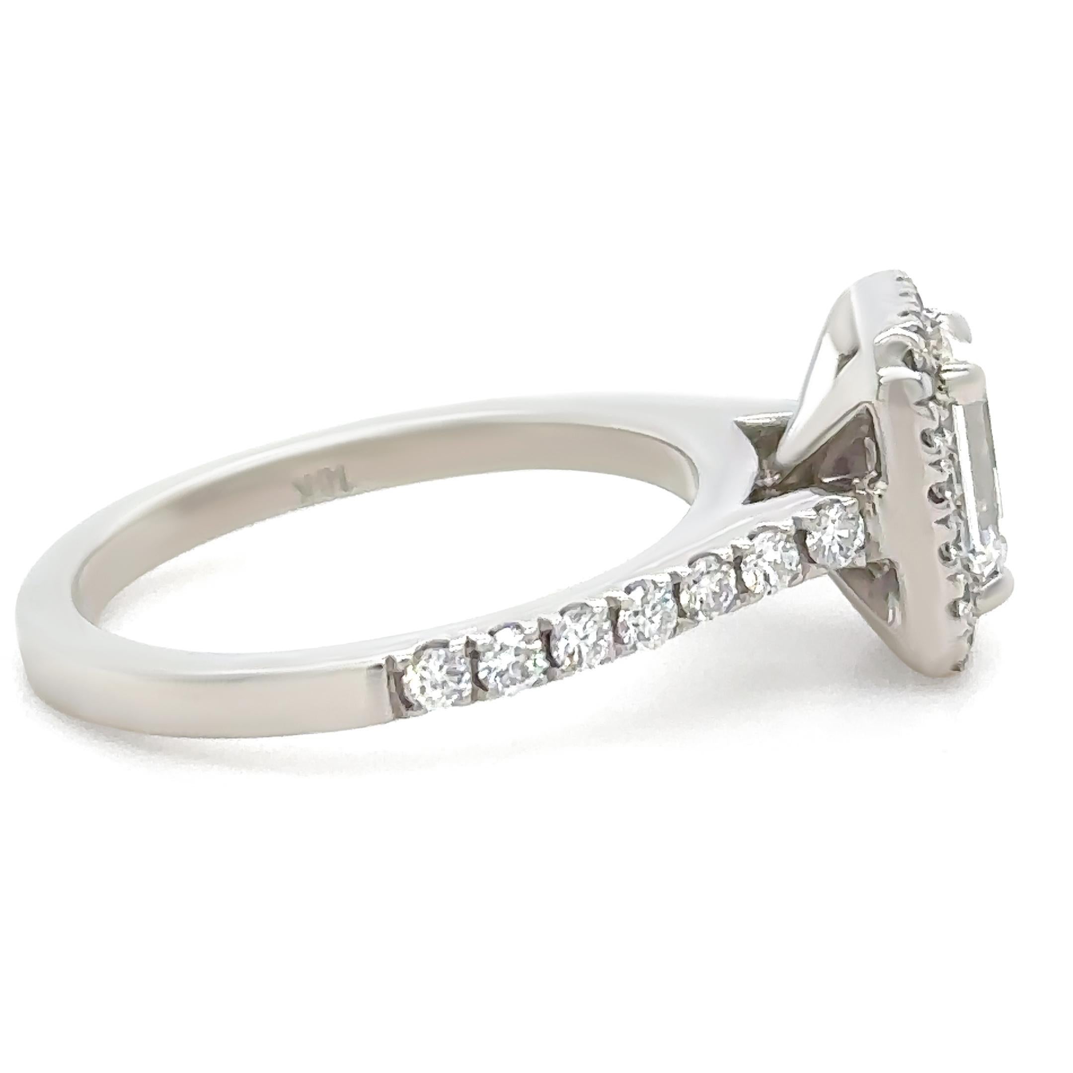 Women's GIA 18ct White Gold Emerald Cut Diamond Engagement Ring 1.59ct For Sale