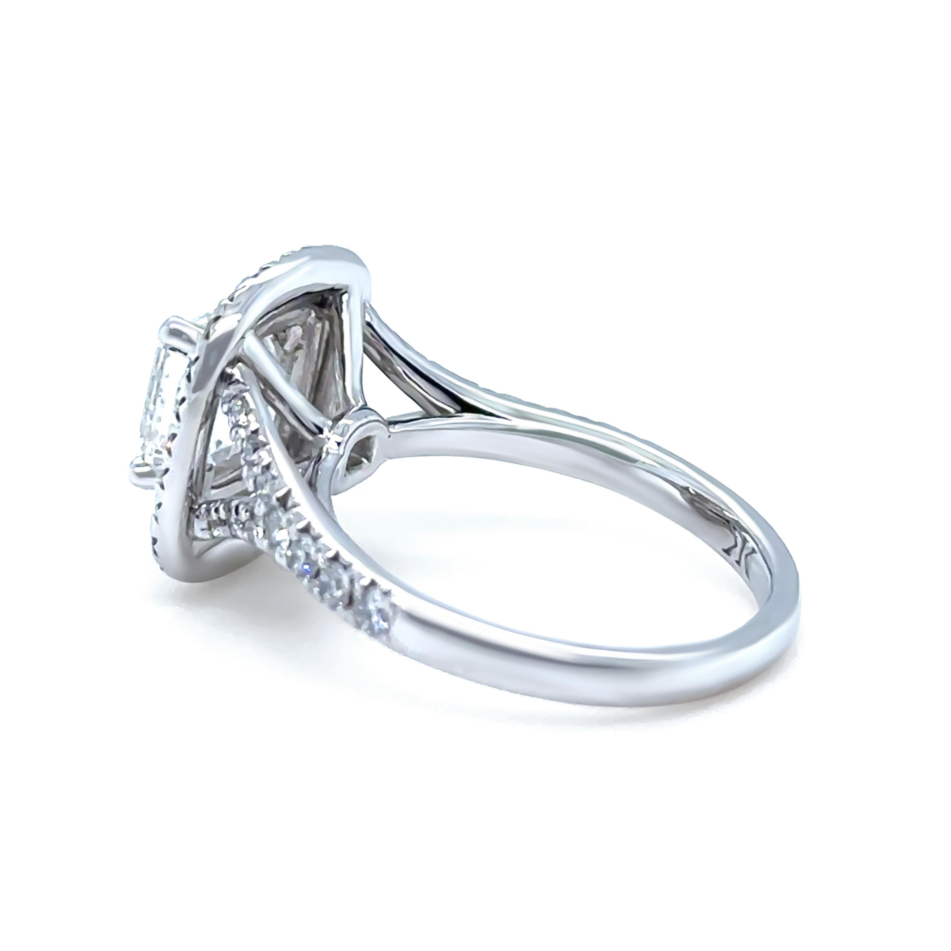 GIA 18ct White Gold Emerald Cut Diamond Halo Ring 2.15ct 5.20g For Sale 2