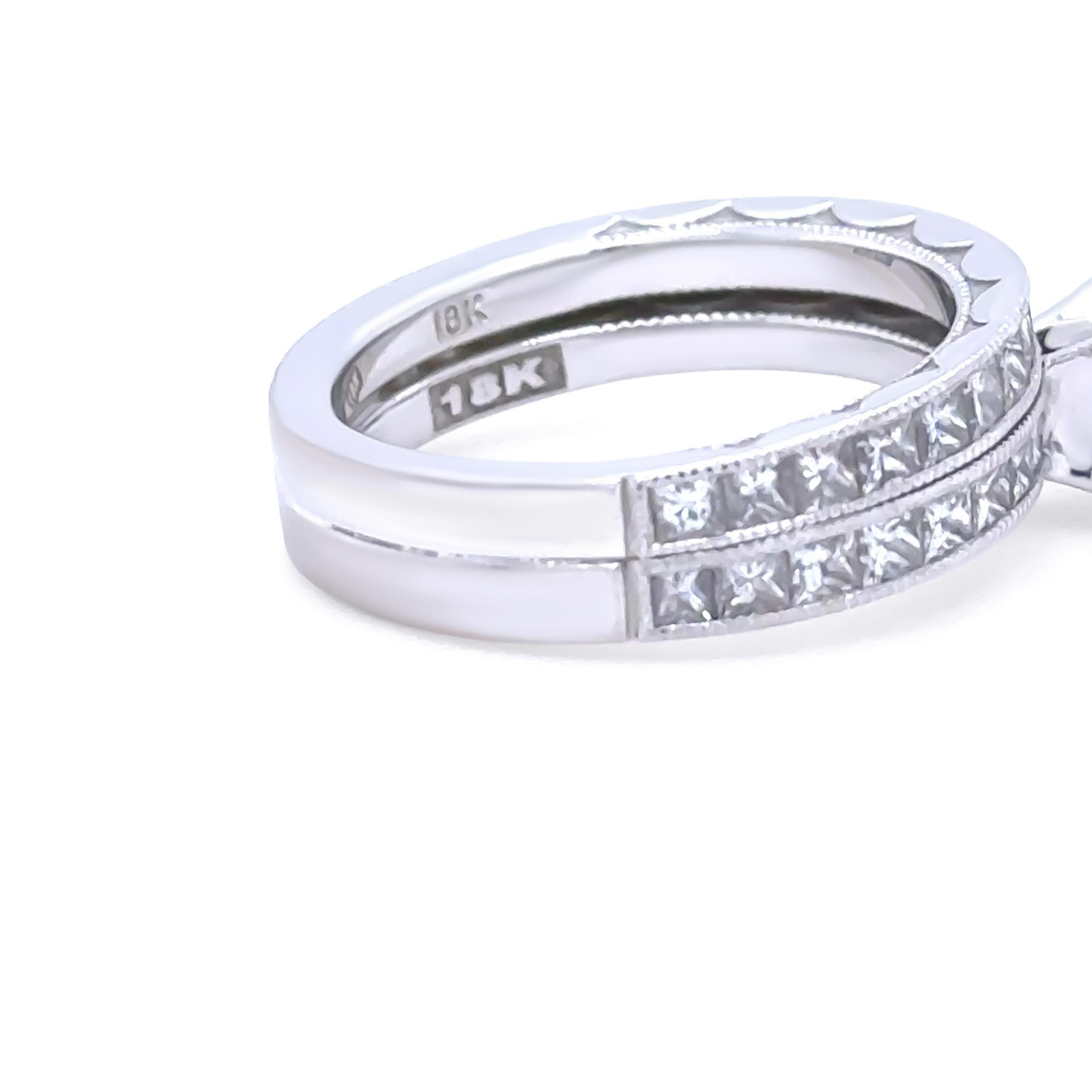 Taille princesse GIA Bague de fiançailles en or blanc 18ct diamant taille princesse 1.72ct 6.55g en vente