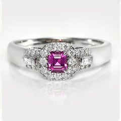 GIA 18K 0.38 Ct Kashmir Unheated Purple Pink Sapphire Engagement Ring