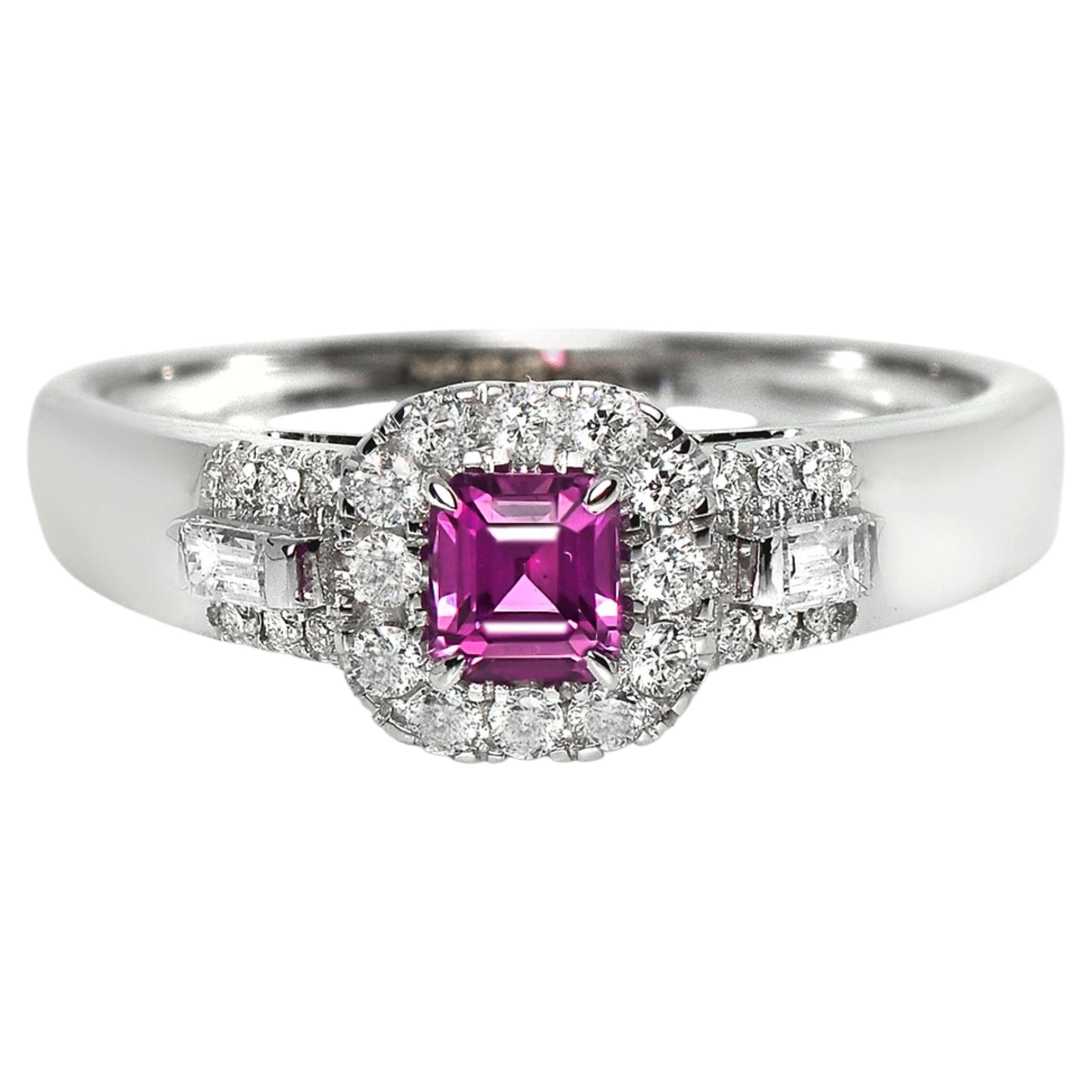 GIA 18K 0.38 Ct Kashmir Unheated Purple Pink Sapphire Engagement Ring