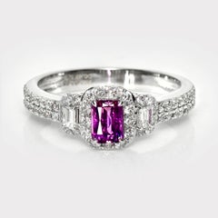 GIA 18K 0.56 Ct Kashmir Unheated Vivid Pink Sapphire Engagement Ring