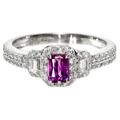 GIA 18K 0.56 Ct Kashmir Unheated Vivid Pink Sapphire Engagement Ring