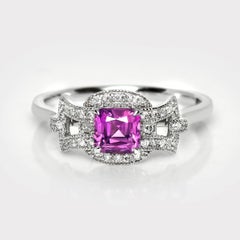 GIA 18K 0.81 Ct Kashmir Unheated Vivid Purple Pink Sapphire Engagement Ring