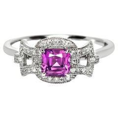 GIA-zertifizierter Verlobungsring mit einem 0,81-Karat-Saphir aus Kaschmir in leuchtendem Violett-Rosa, 18 Karat, unbehandelt