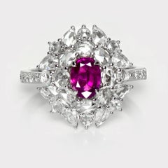 GIA 18K 0.98 Ct Kashmir Unheated Purple Sapphire Art Deco Design Engagement Ring