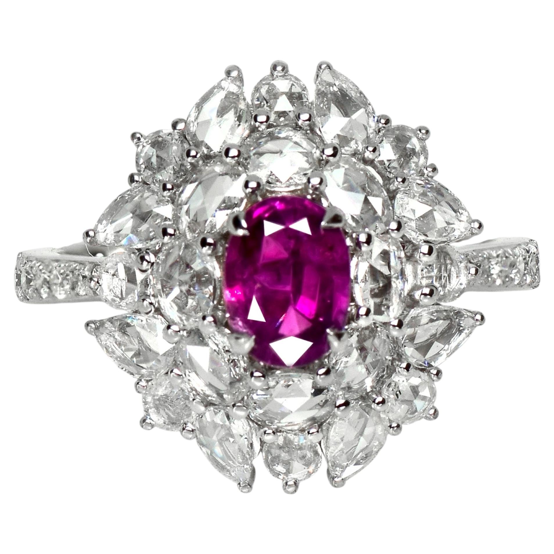 GIA 18K 0.98 Ct Kashmir Unheated Purple Sapphire Art Deco Design Engagement Ring For Sale