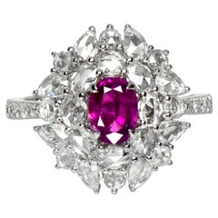 GIA 18K 0.98 Ct Kashmir Unheated Purple Sapphire Art Deco Design Engagement Ring