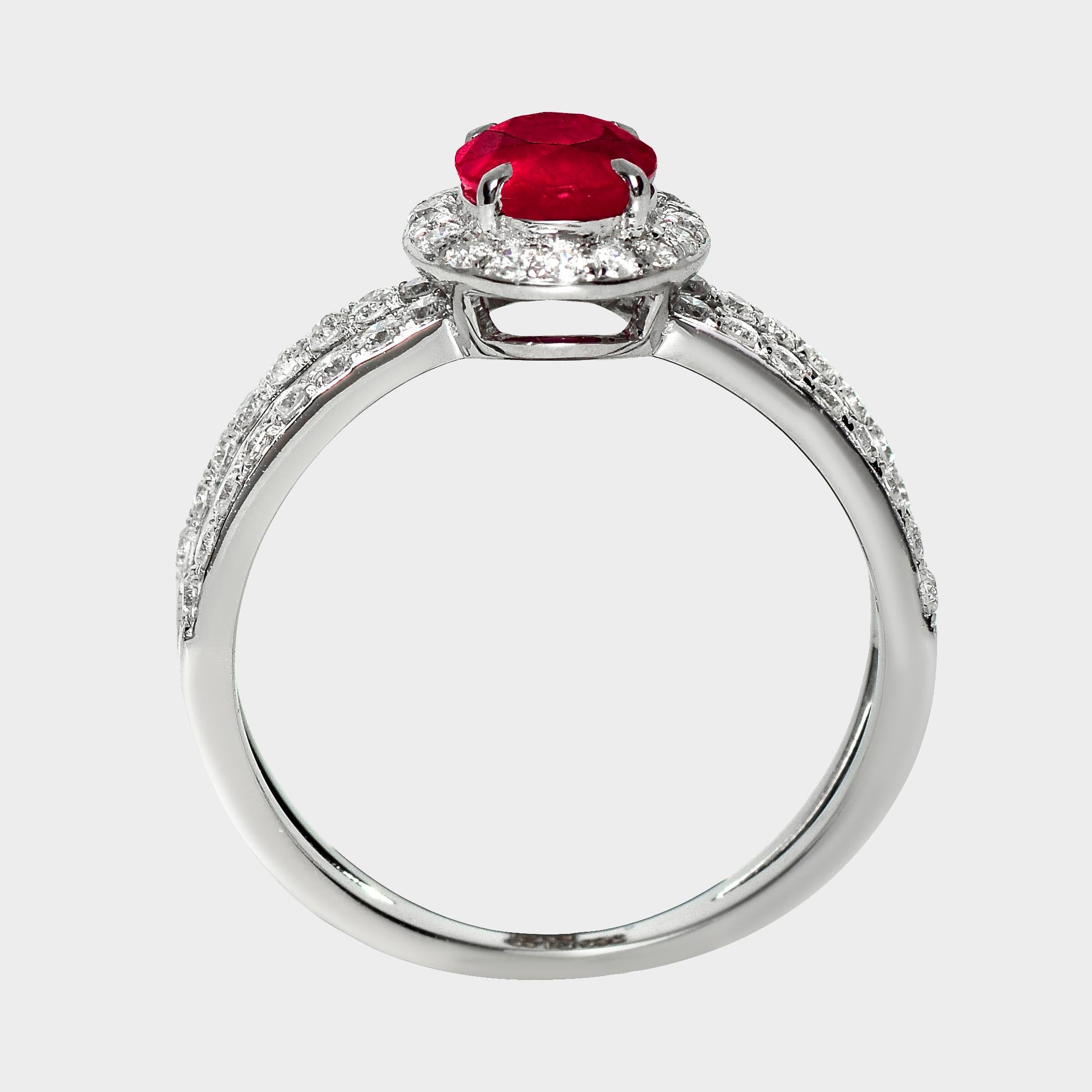 GIA 18K 1.00 Ct Burma Pigeon Blood Red Ruby Engagement Ring For Sale at ...