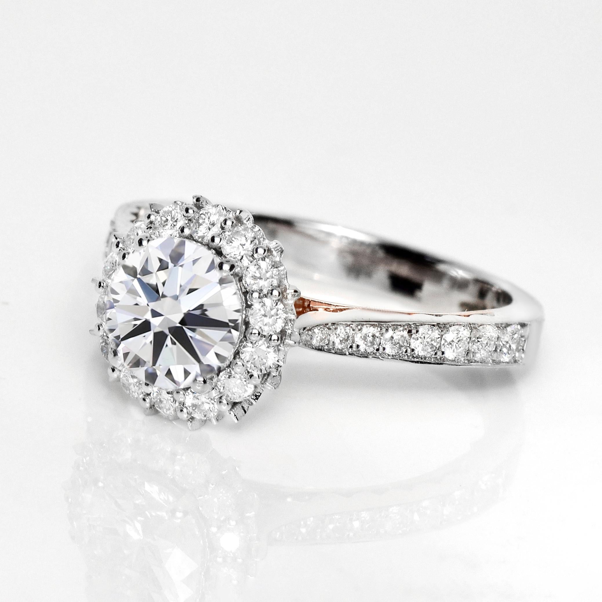 GIA 18K 1.00 Ct G SI2 Diamante Natural Anillo de Compromiso Antiguo Contemporáneo en venta