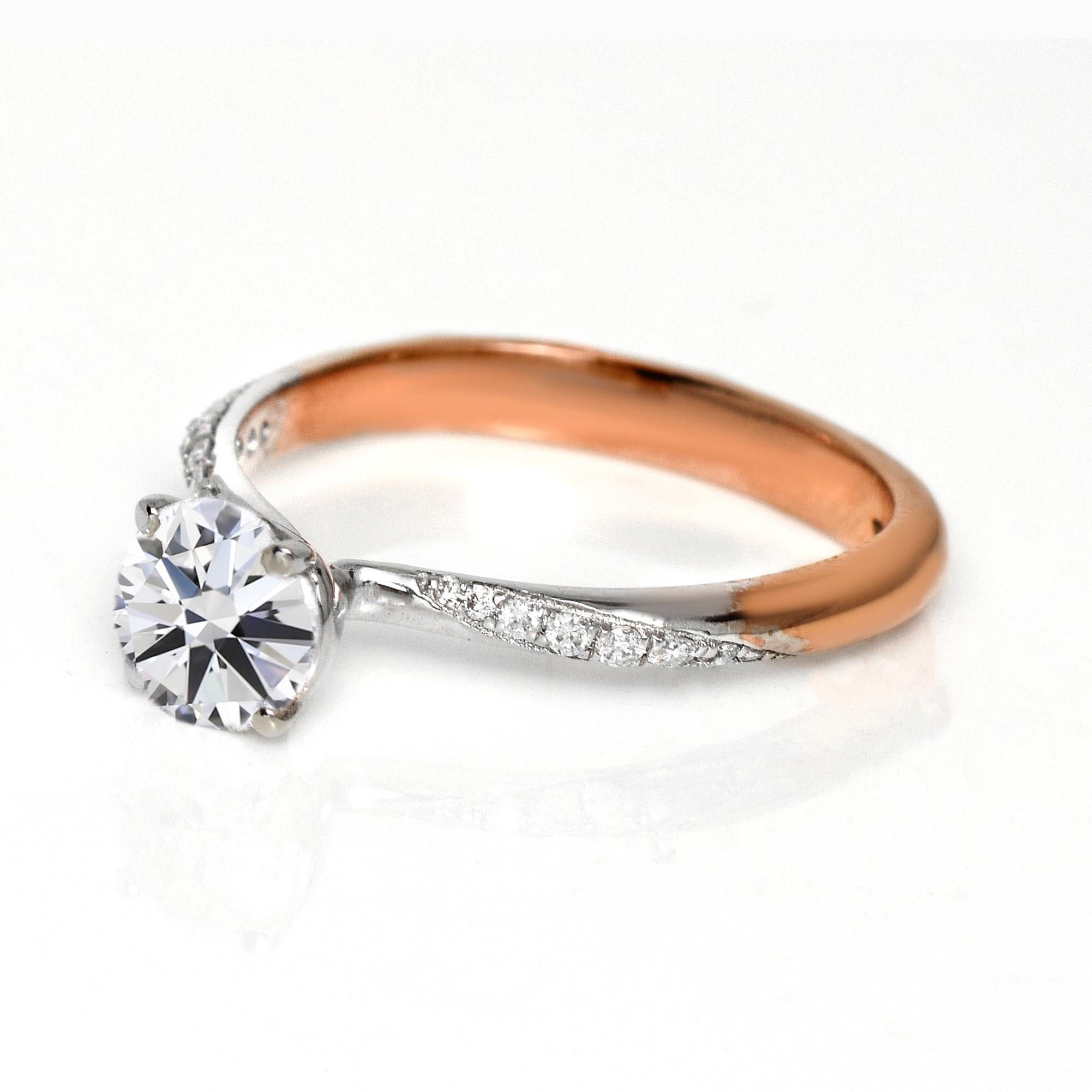 GIA 18K 1.00 Ct G SI2 Diamante Natural Anillo de Compromiso Antiguo Contemporáneo en venta
