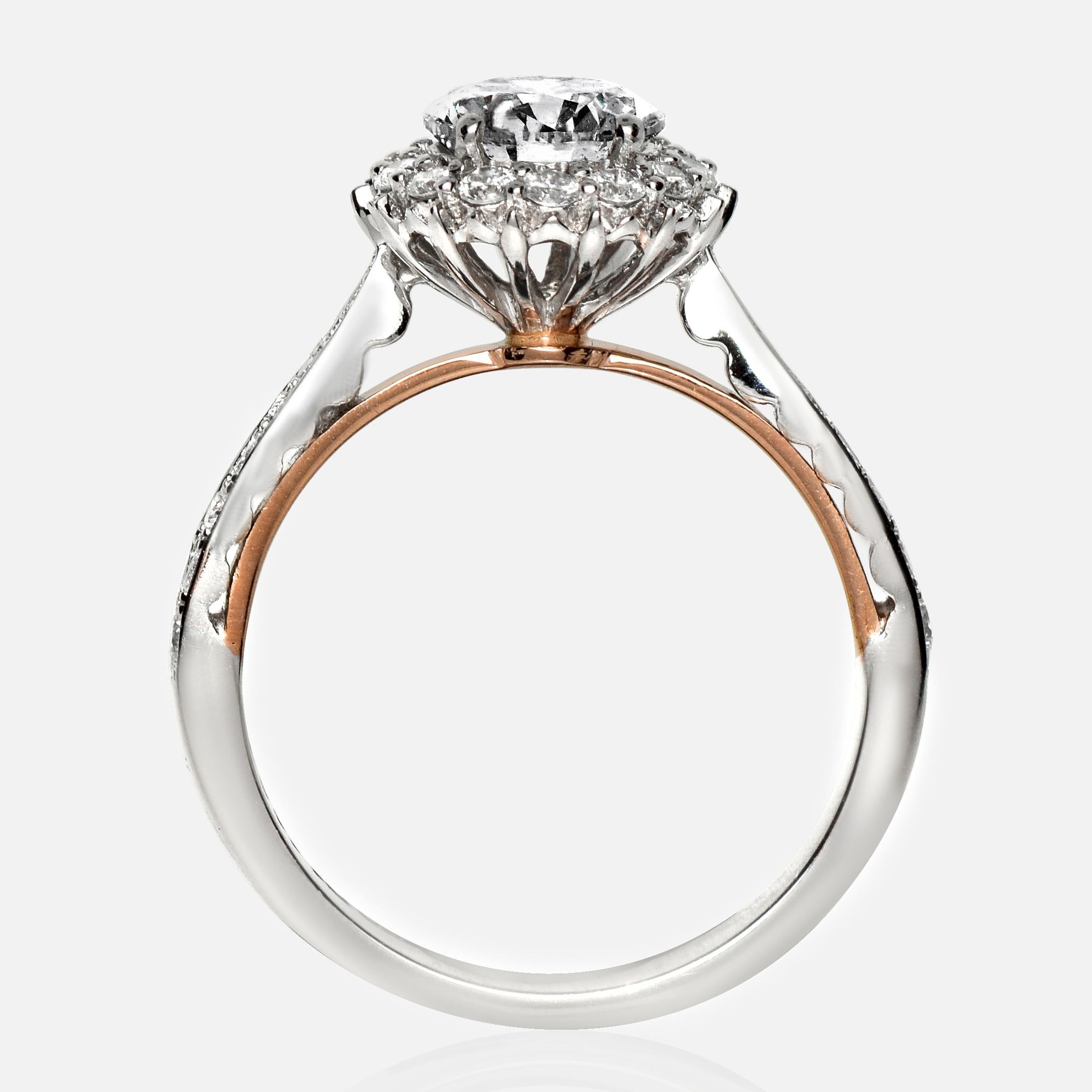 GIA 18K 1.00 Ct G SI2 Diamante Natural Anillo de Compromiso Antiguo Corte redondo en venta