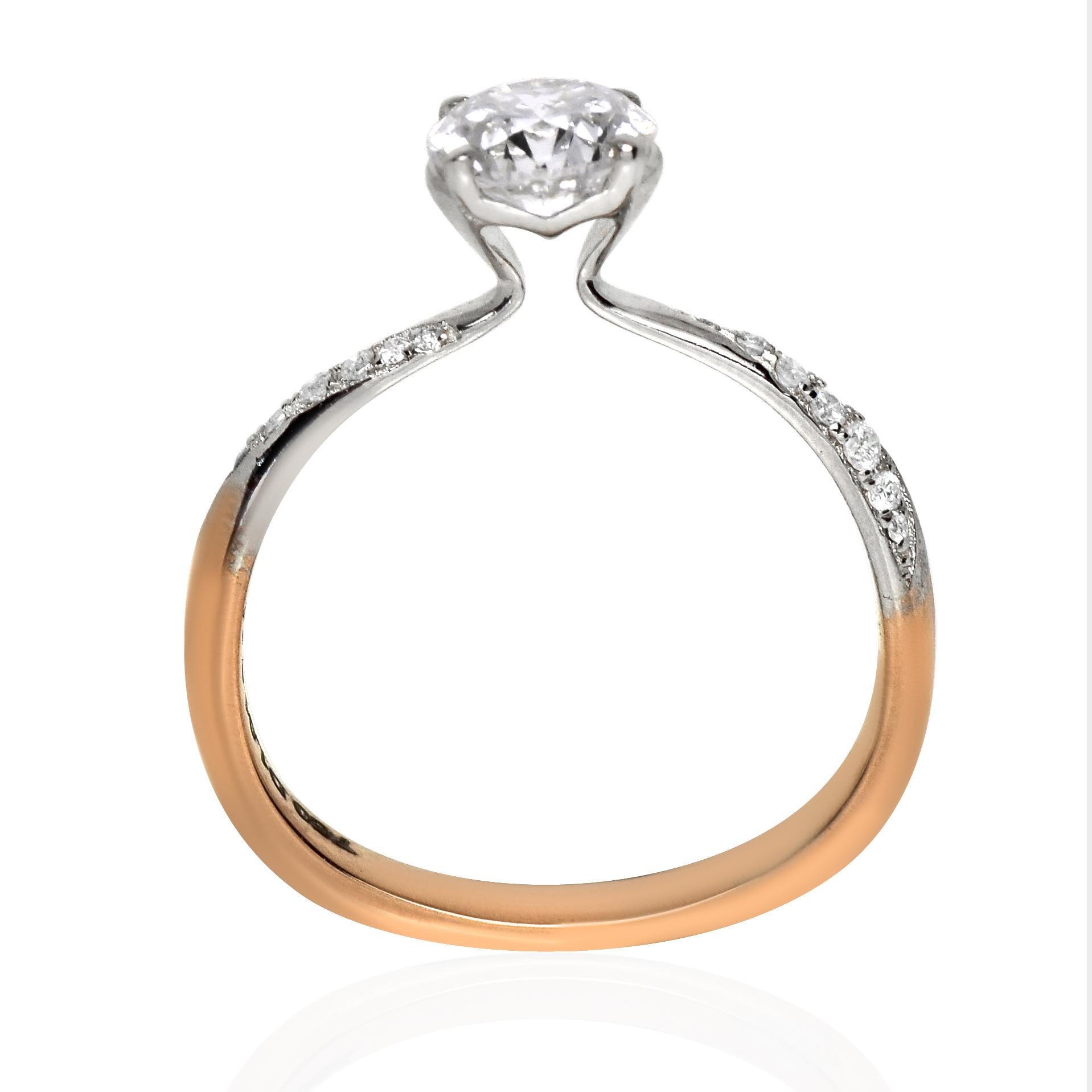 GIA 18K 1.00 Ct G SI2 Diamante Natural Anillo de Compromiso Antiguo Corte redondo en venta