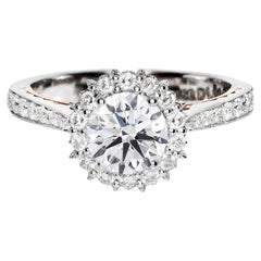GIA 18K 1.00 Ct G SI2 Diamante Natural Anillo de Compromiso Antiguo