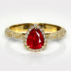 GIA 18K 1.01 Ct Burma Pigeon Blood Red Ruby Engagement Ring