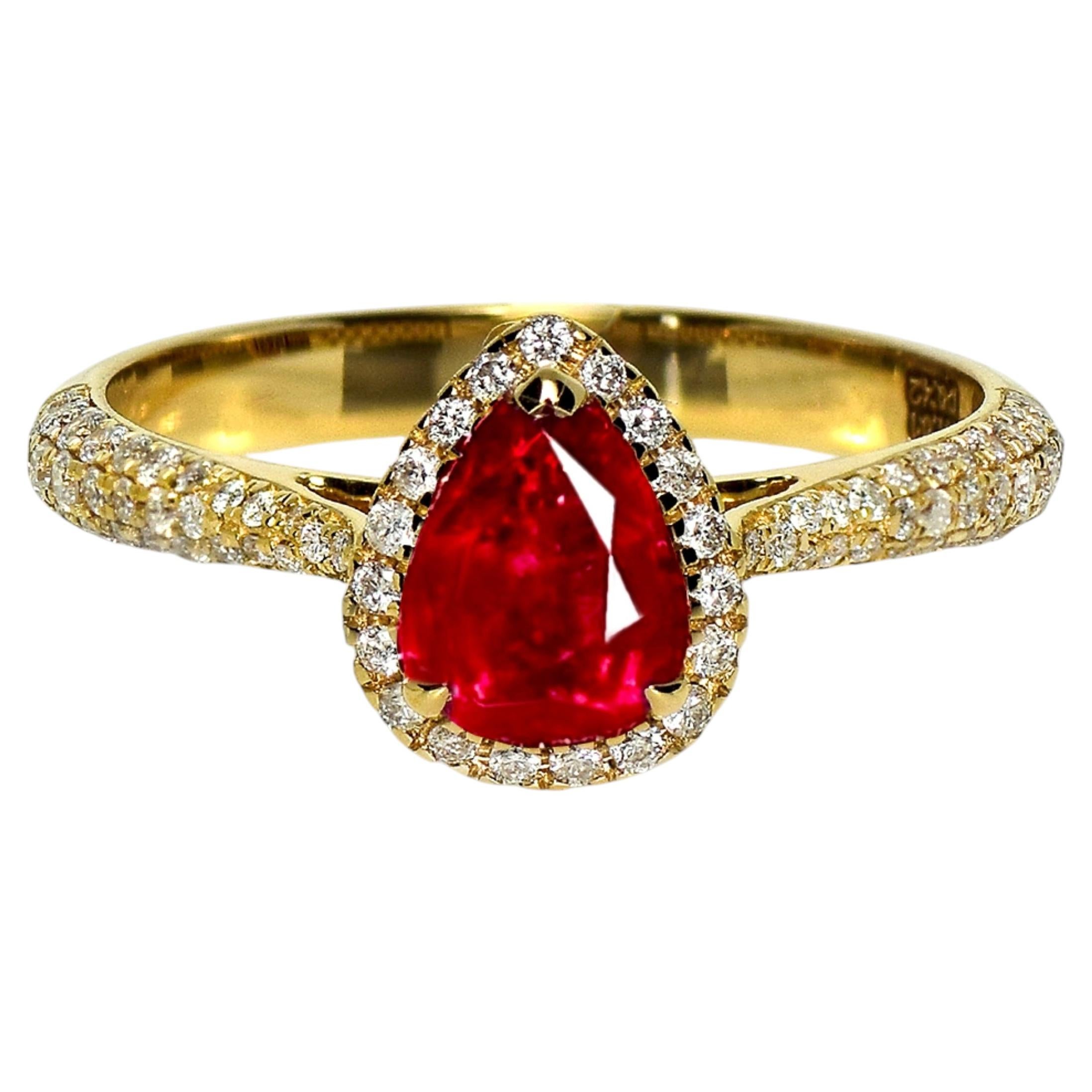 GIA 18K 1.01 Ct Burma Pigeon Blood Red Ruby Engagement Ring For Sale at ...
